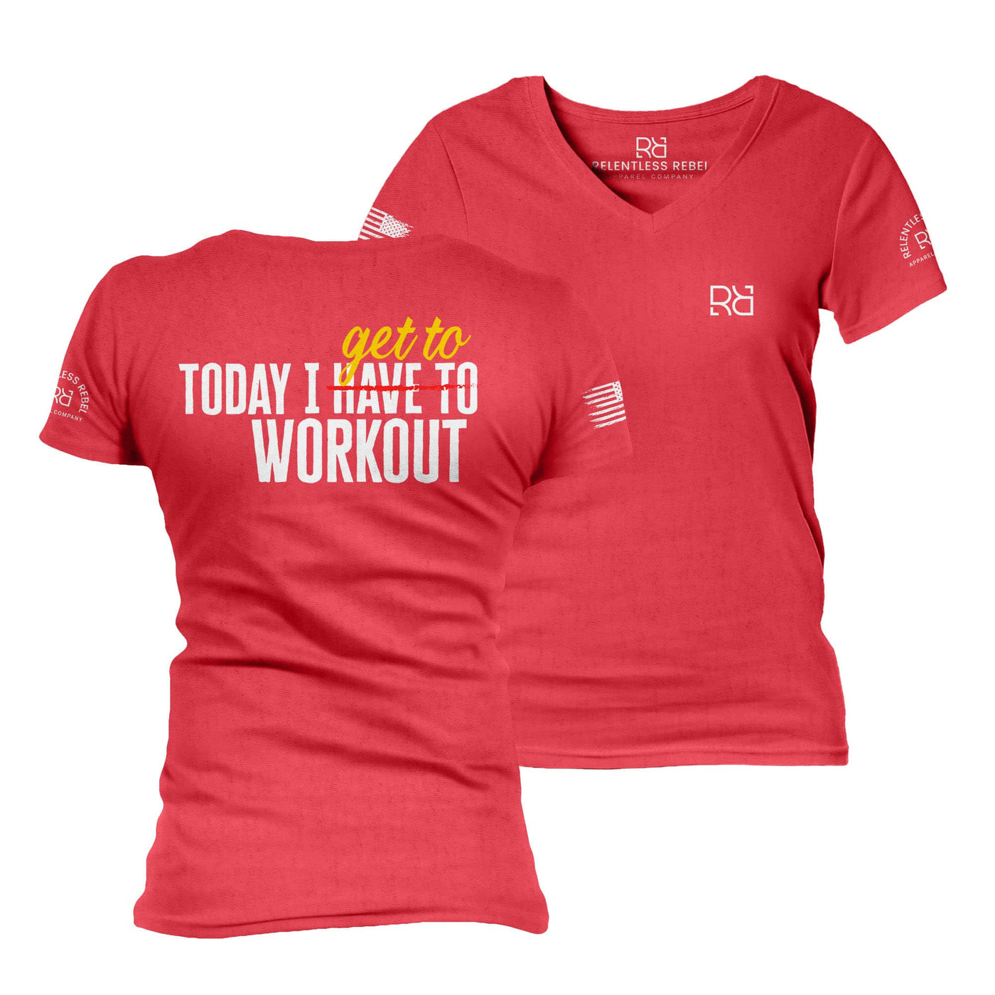 Red Today I Get to Work Out Women's V-Neck Tee