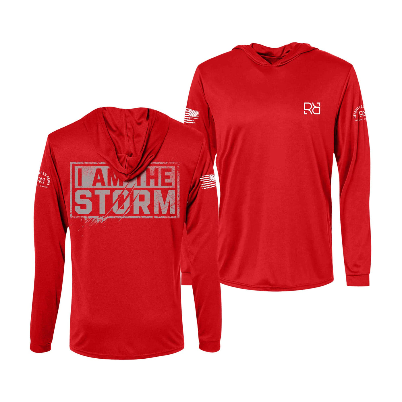 Red I Am The Storm Men's Dri Fit Long Sleeve