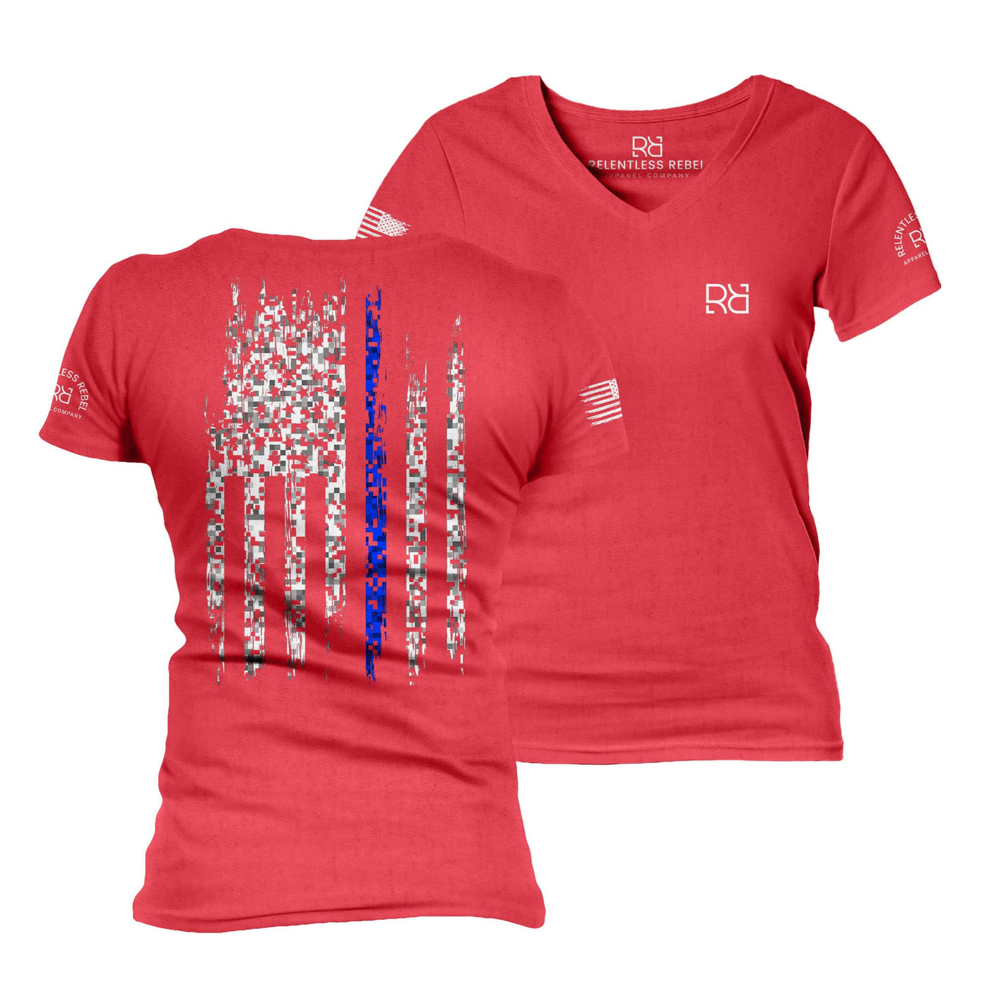 Red Rebel Patriot Flag Women's V-Neck Tee