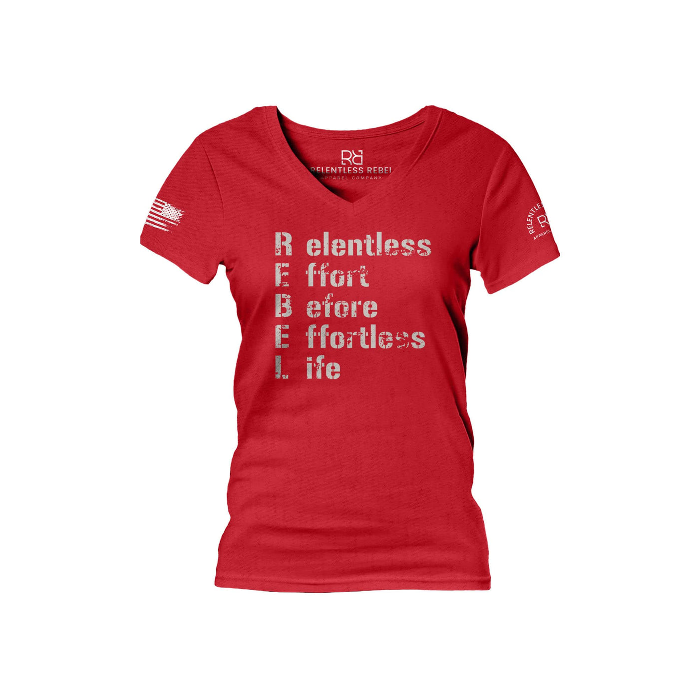 Red Relentless Effort Before Relentless Life Women's V-Neck Tee