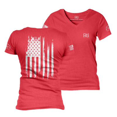 Red Rebel Patriot Flag Women's V-Neck Tee