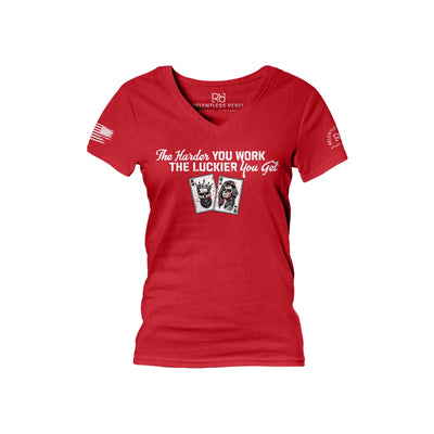 Red The Harder You Work Women's V-Neck Tee