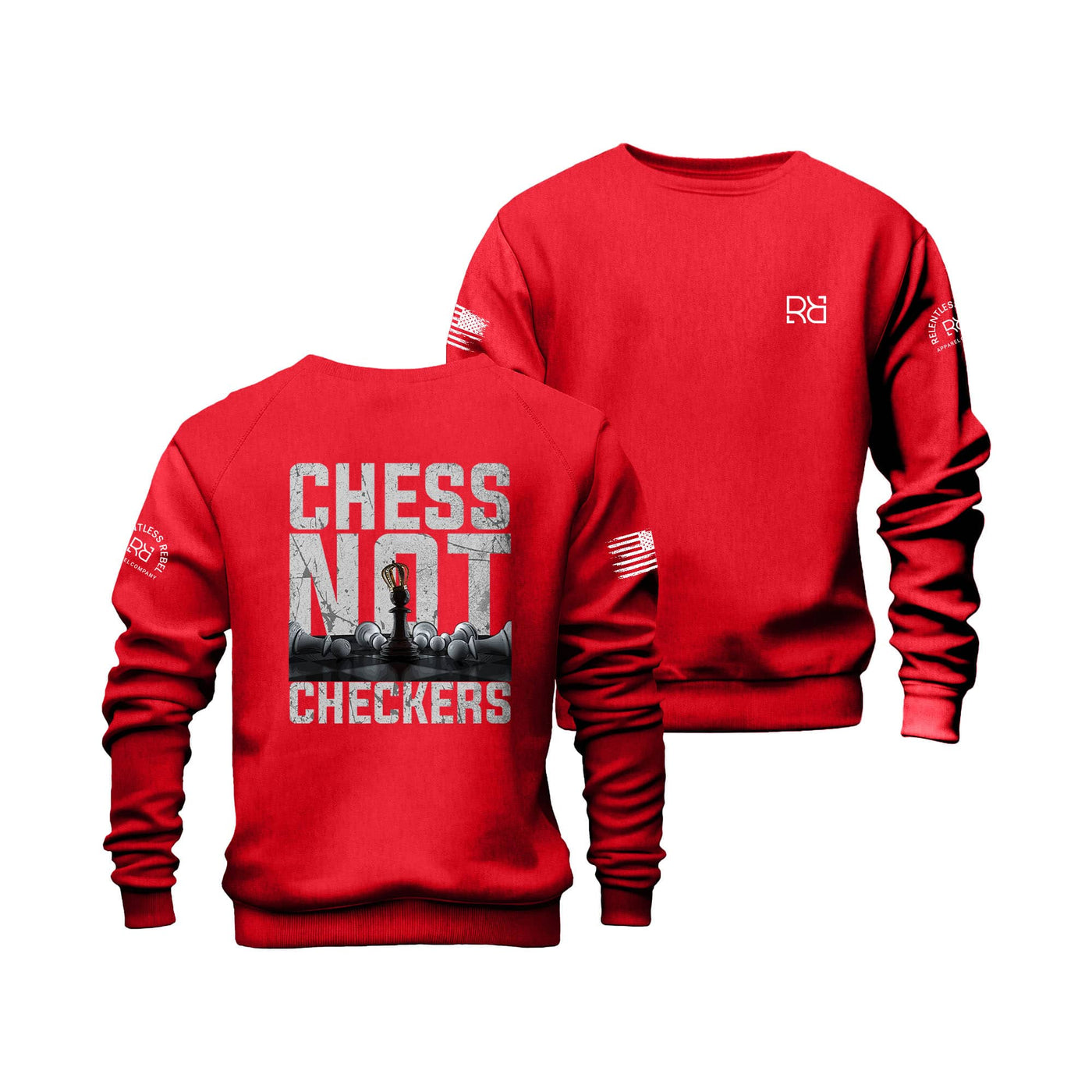 Red Chess Not Checkers Crew Neck Sweatshirt