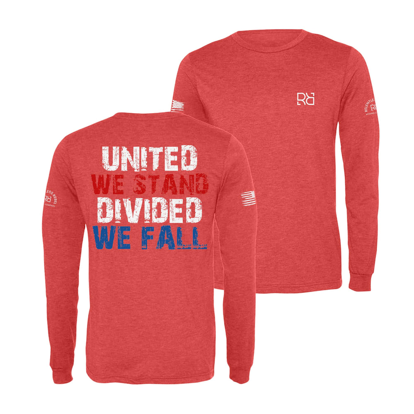 Red United We Stand Divided We Fall Men's Long Sleeve