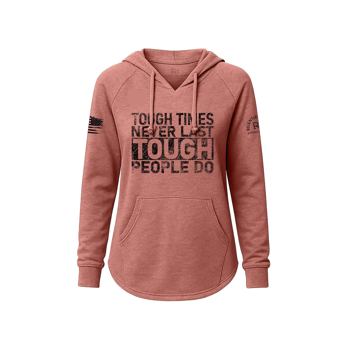 Pink hoodie with motivational text on a white background
