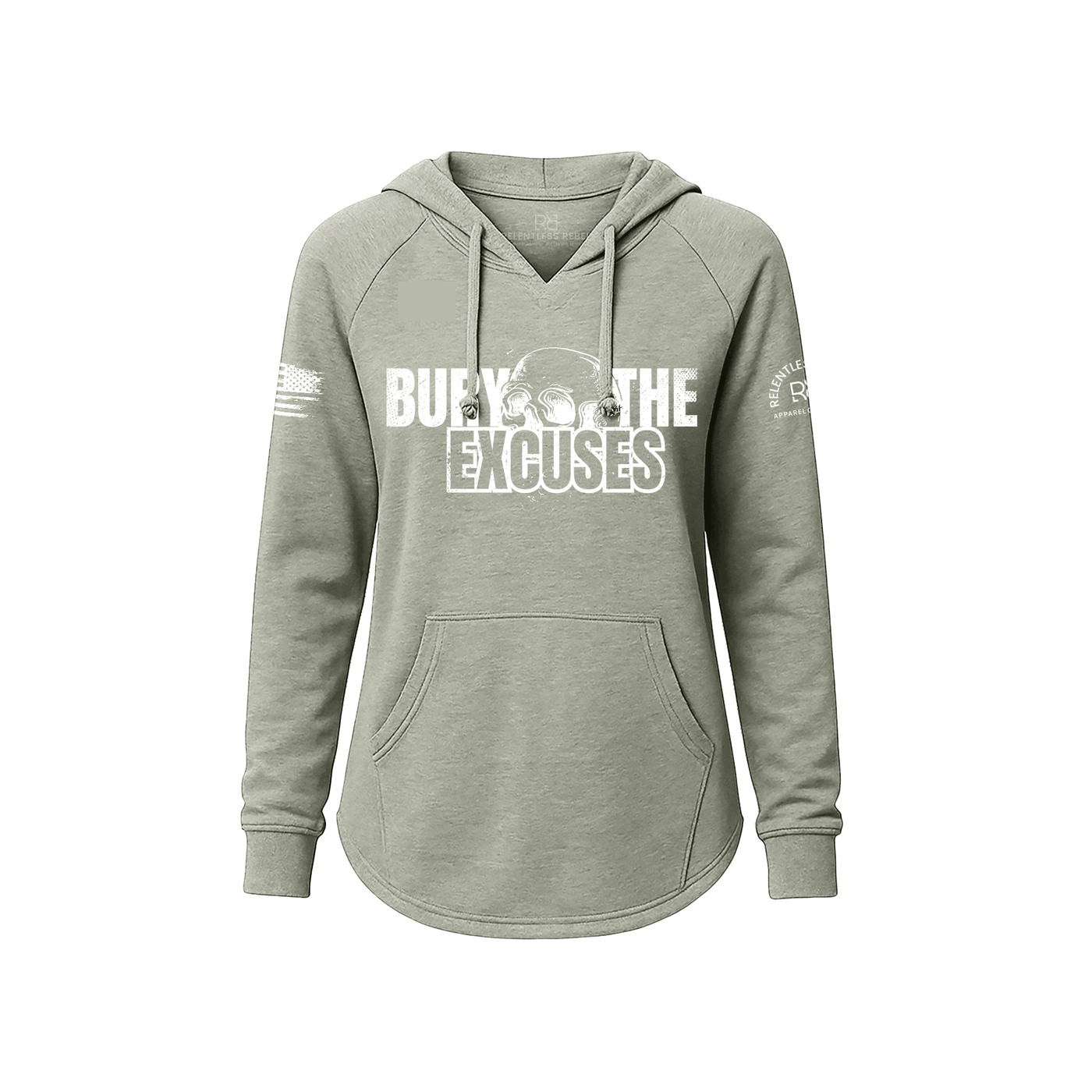 Sage hoodie with motivational text on a white background