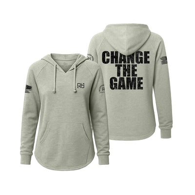 Sage hoodie with 'Change The Game' text on the back, displayed from front and back views.