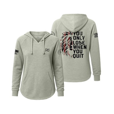 Sage hoodie with motivational quote and graphics on a white background