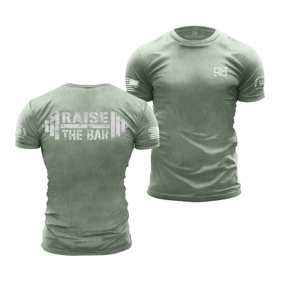 Heather Sage Men's Raise the Bar Back Design Tee