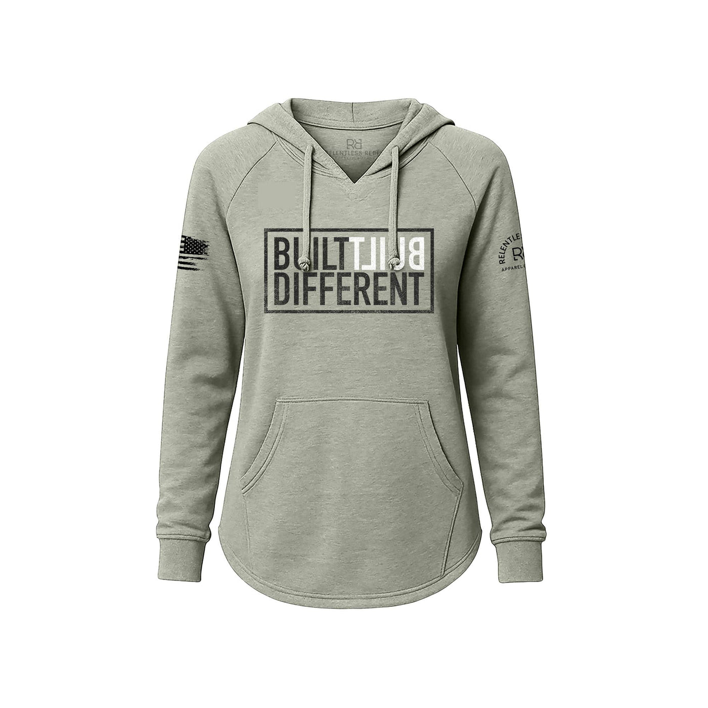 Sage Women's Wave Hoodie with Built Different on the front