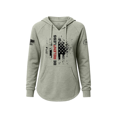 Sage Women's Wave Hoodie with the Be Relentless on the front
