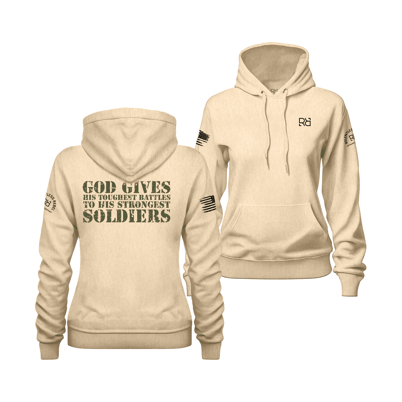 God Gives His Toughest Battles Sandshell Women's Hoodie