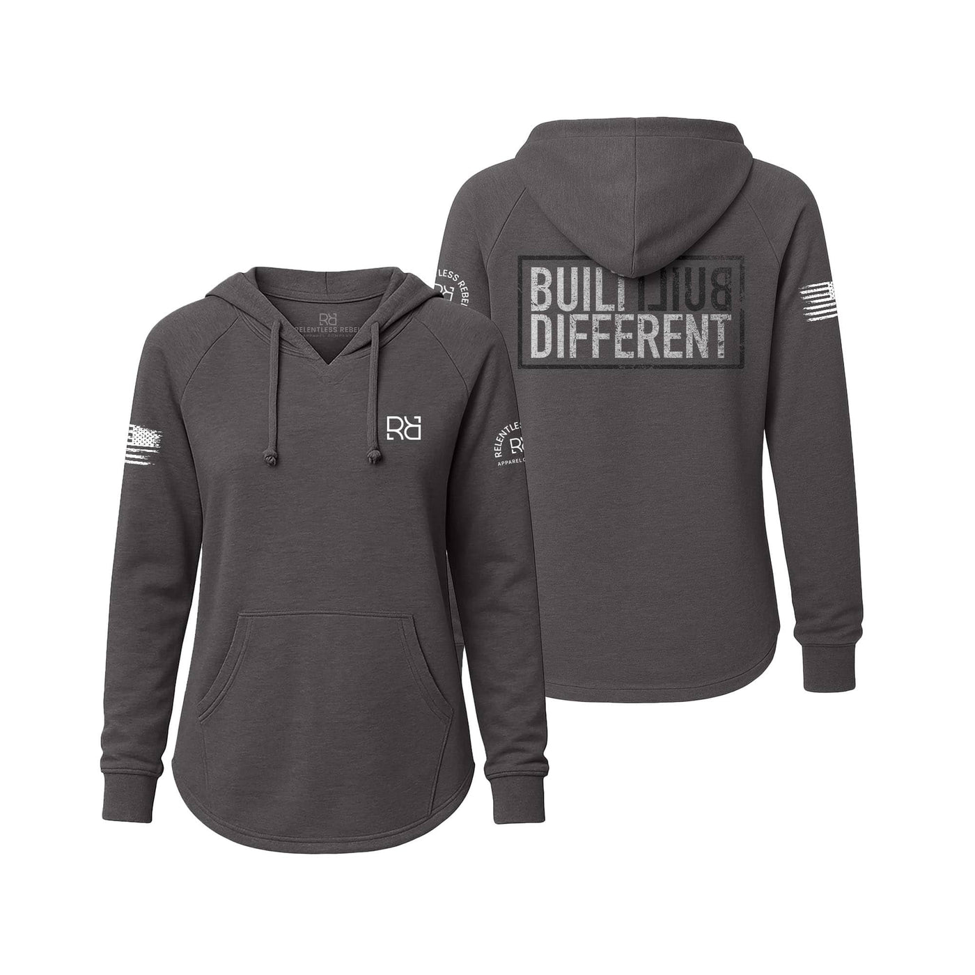 Grey Women's Wave Hoodie with the Built Different on the back