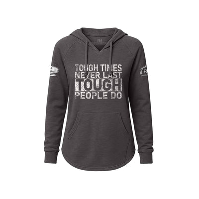 Dark gray hoodie with text on a white background