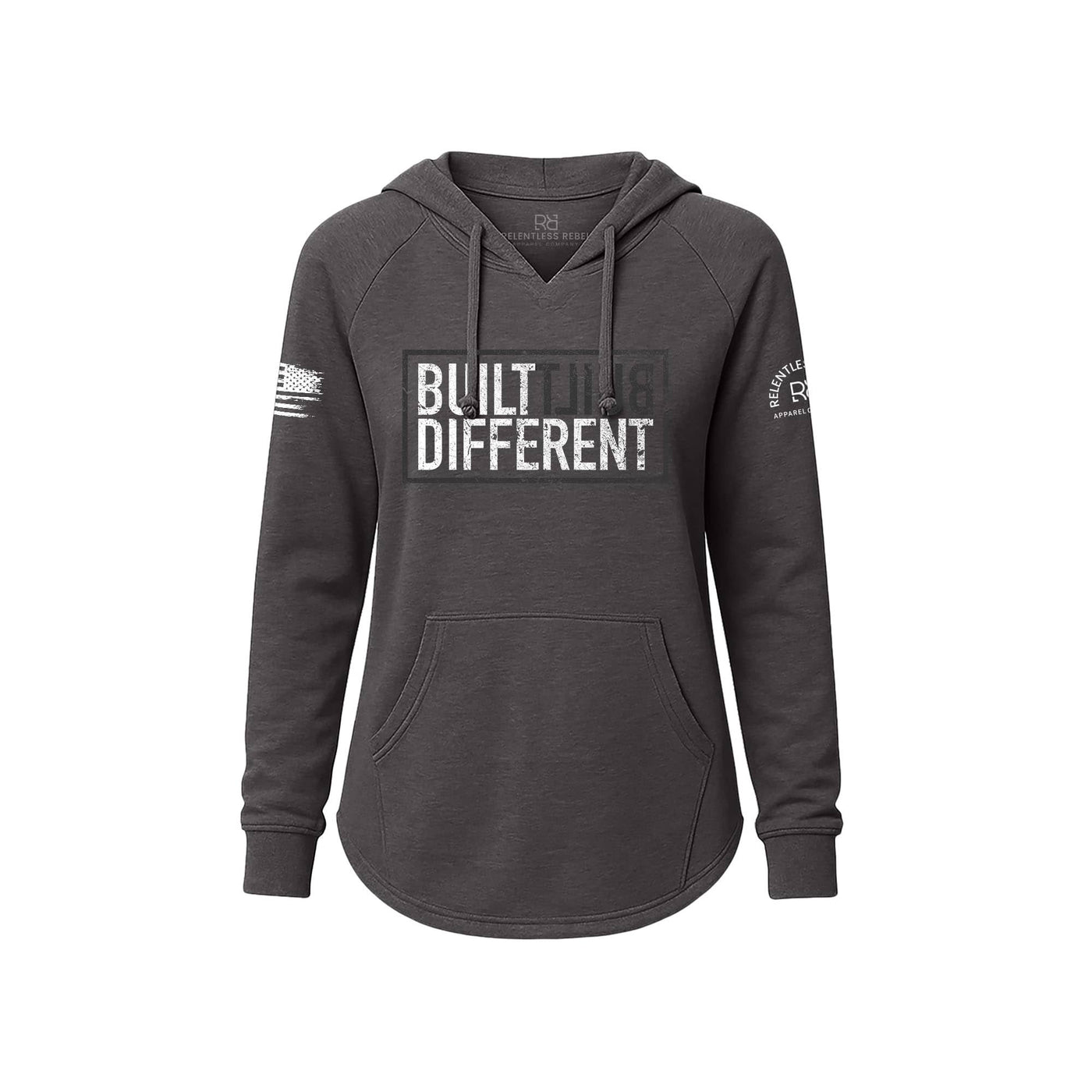 Grey Women's Wave Hoodie with Built Different on the front