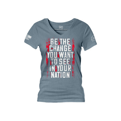 Slate Be The Change Women's V-Neck Tee