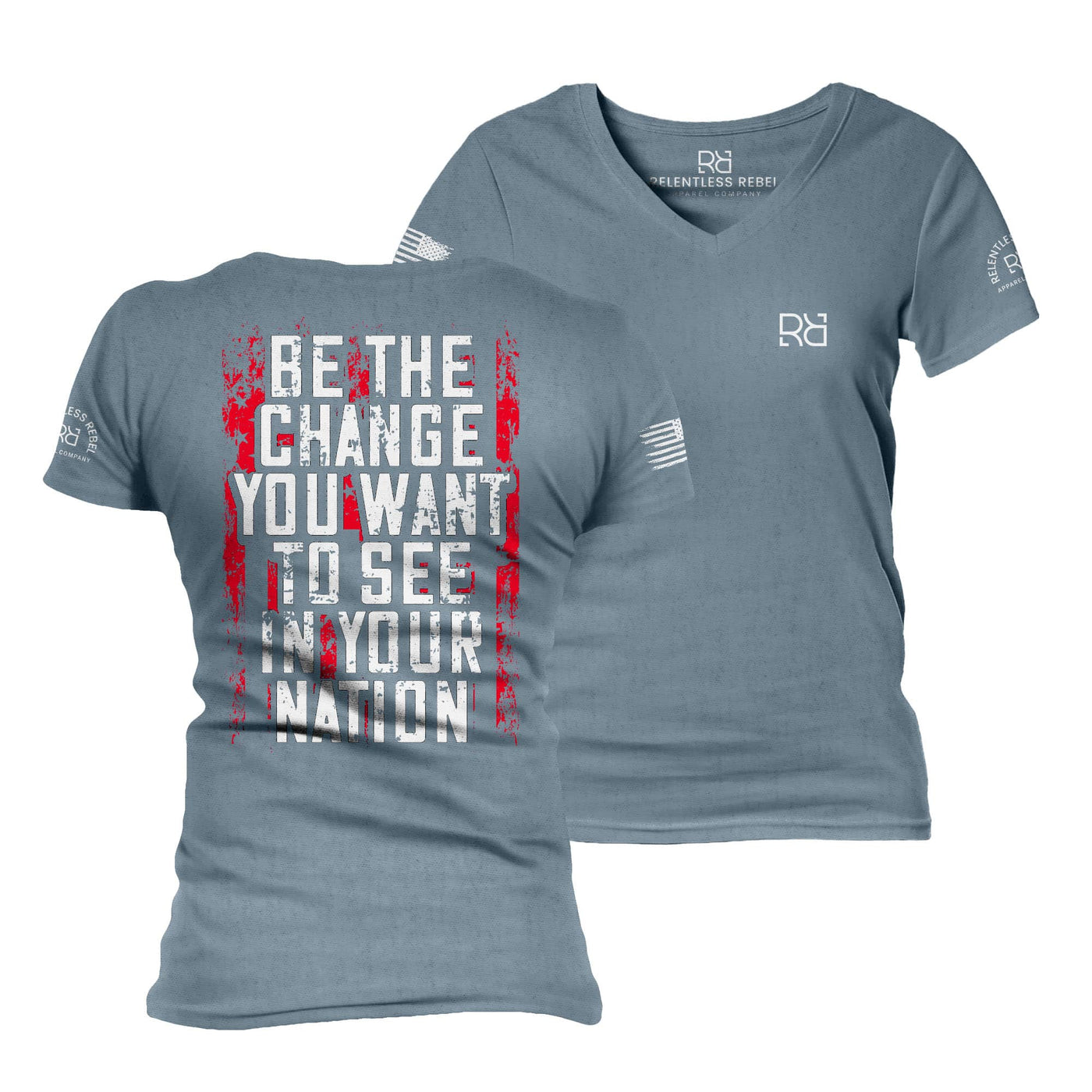 Slate Be the Change Women's V-Neck Tee