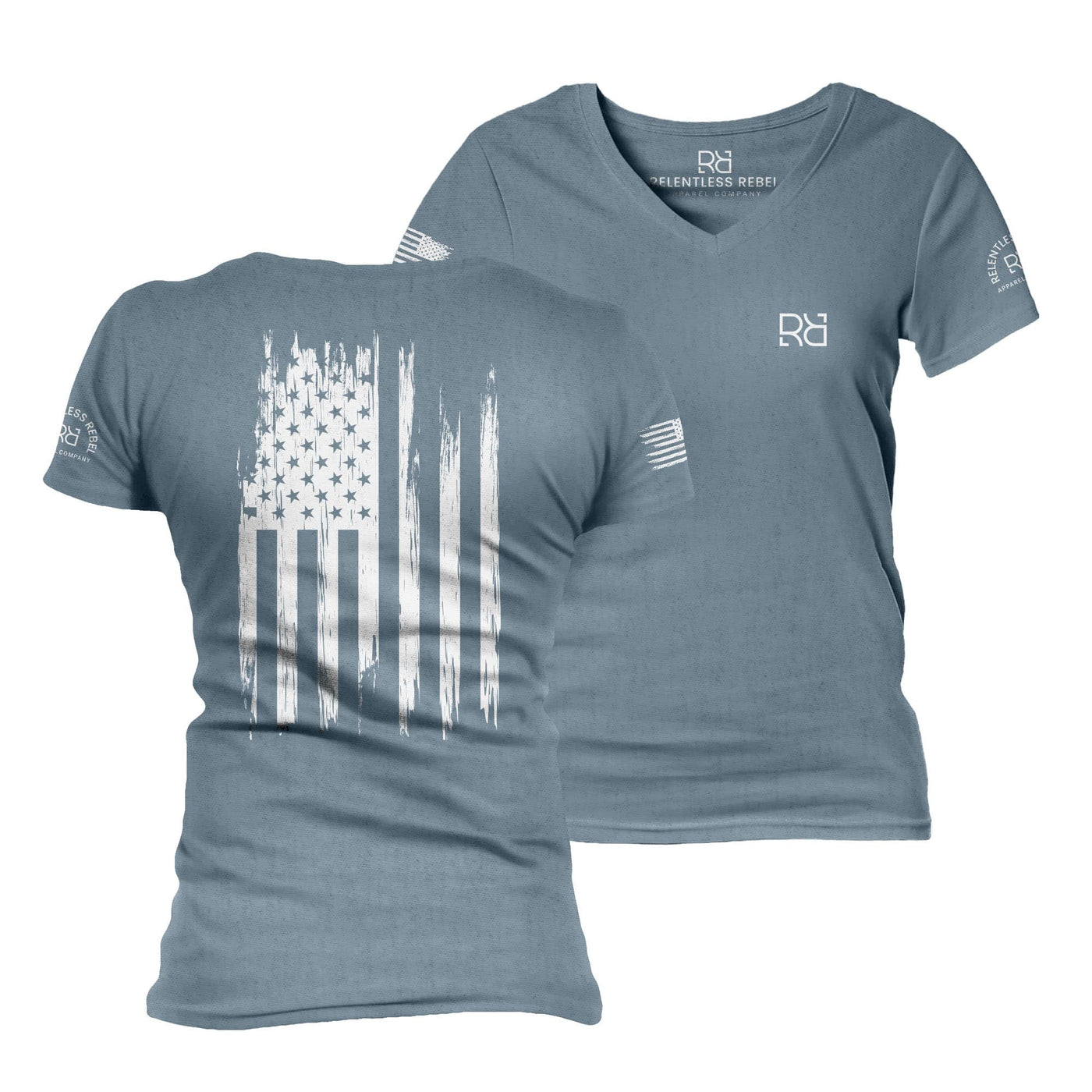 Slate Rebel Patriot Flag Women's V-Neck Tee