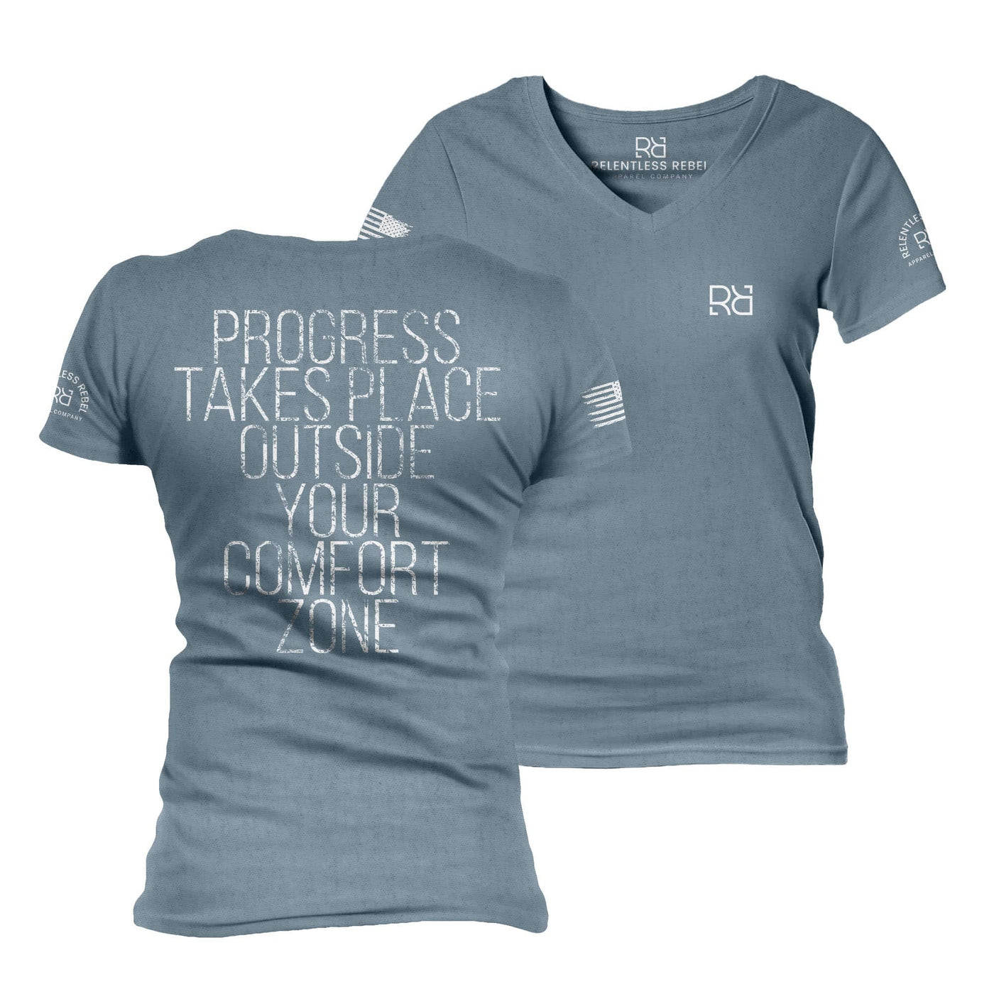 Slate Progress Takes Place Women's V-Neck Tee