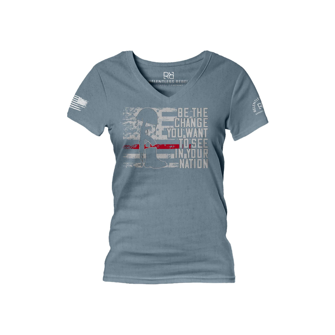 Slate Be The Change Women's V-Neck Tee