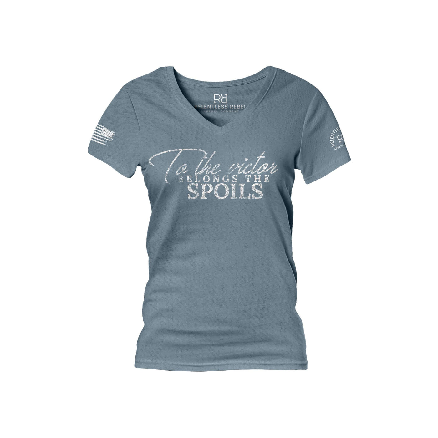 Slate To The Victor Belongs the Spoils Women's V-Neck Tee