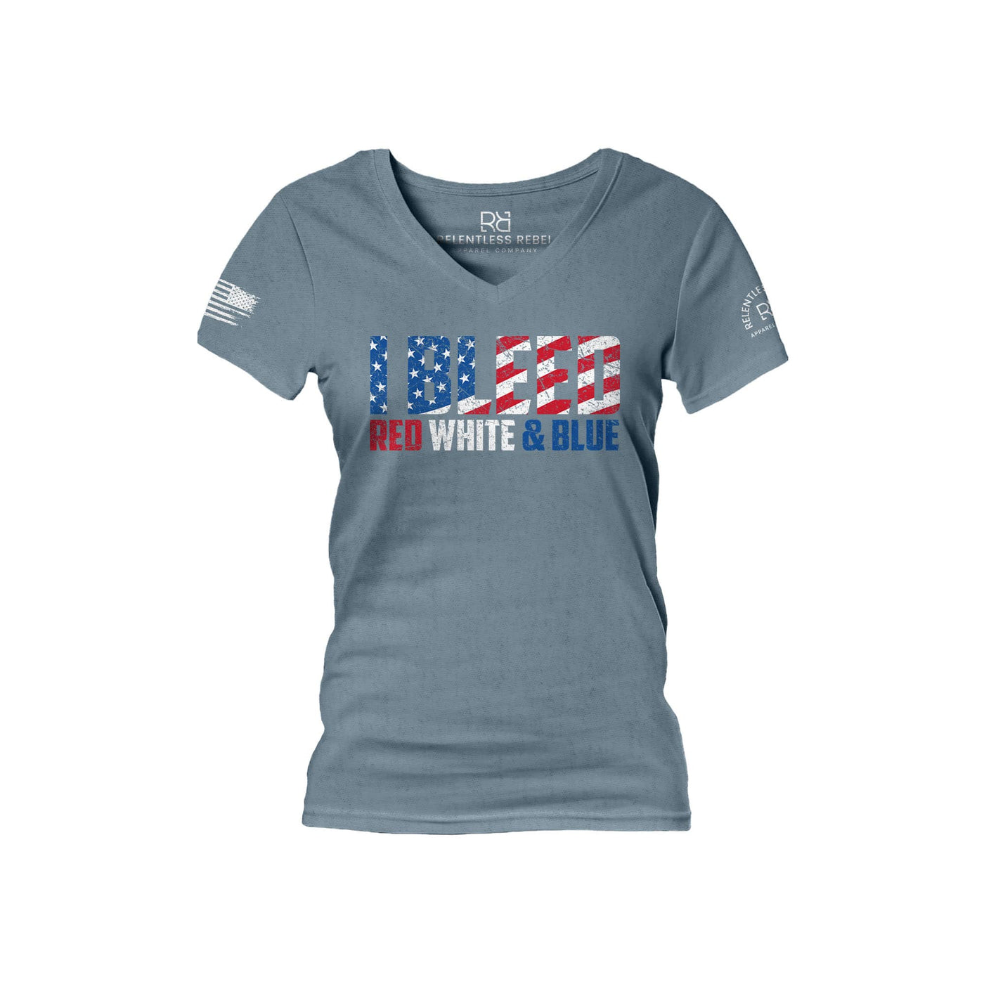 Slate I Bleed Red White and Blue Women's V-Neck Tee