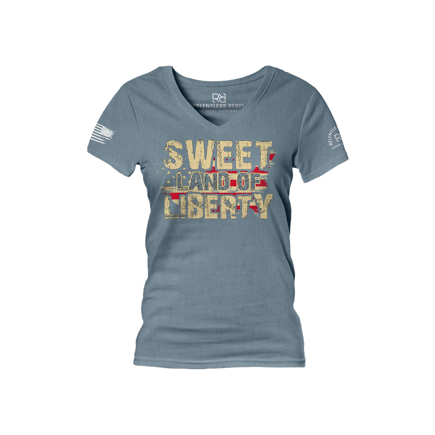 Slate Sweet Land of Liberty Women's V-Neck Tee