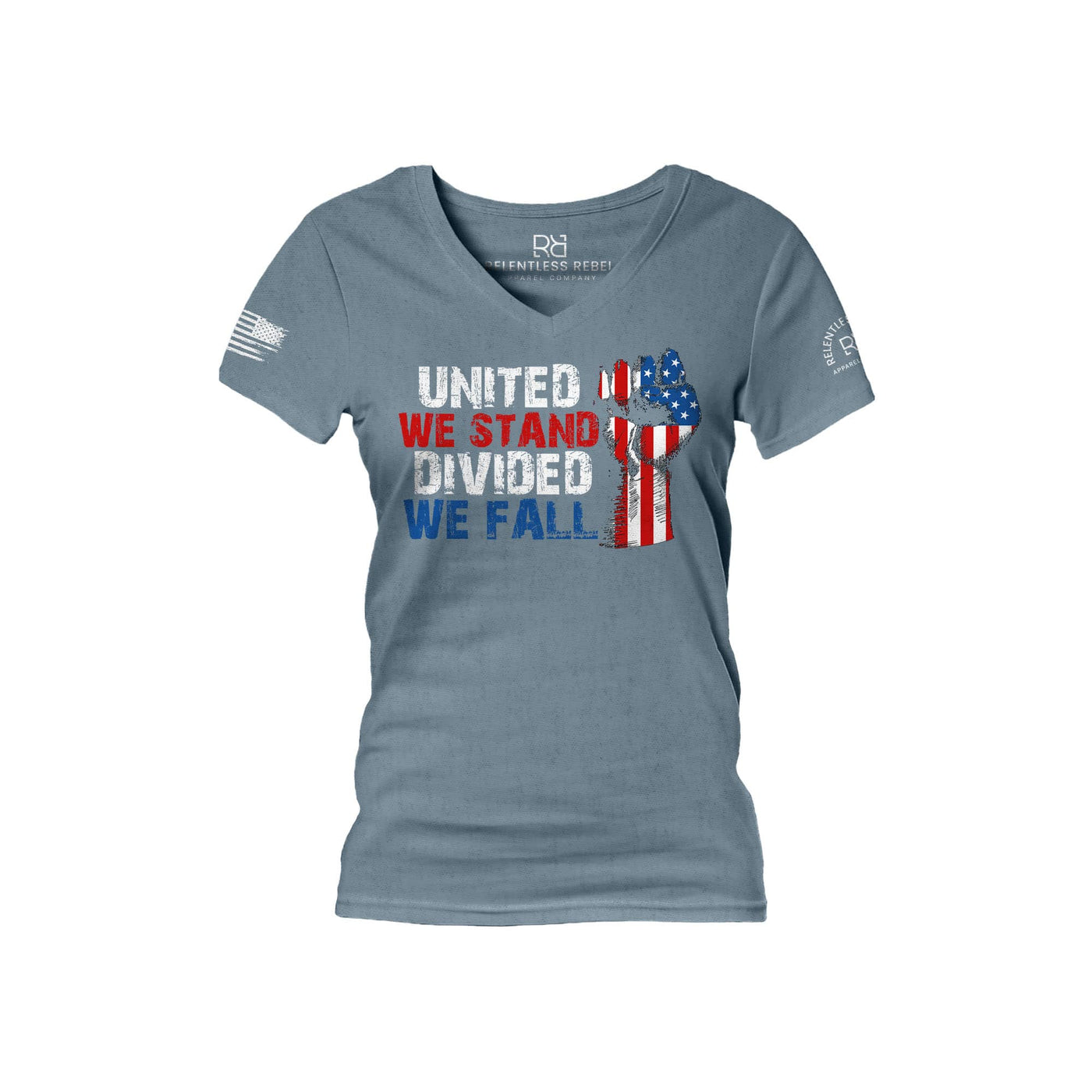 Slate United We Stand Divided We Fall Women's V-Neck Tee