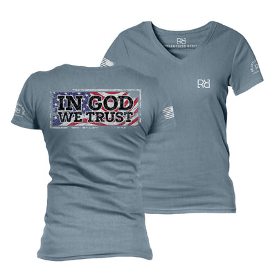 Slate In God we Trust Women's V-Neck Tee