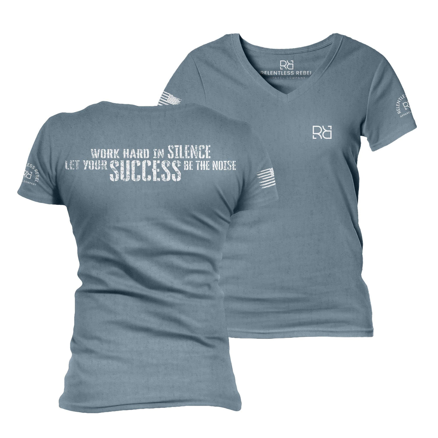 Slate Work Hard in Silence Women's V-Neck Tee