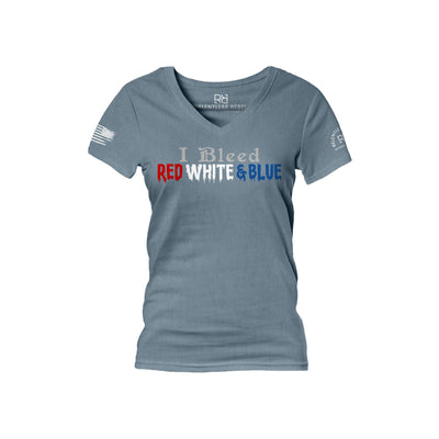 Slate I Bleed Red White and Blue Women's V-Neck Tee