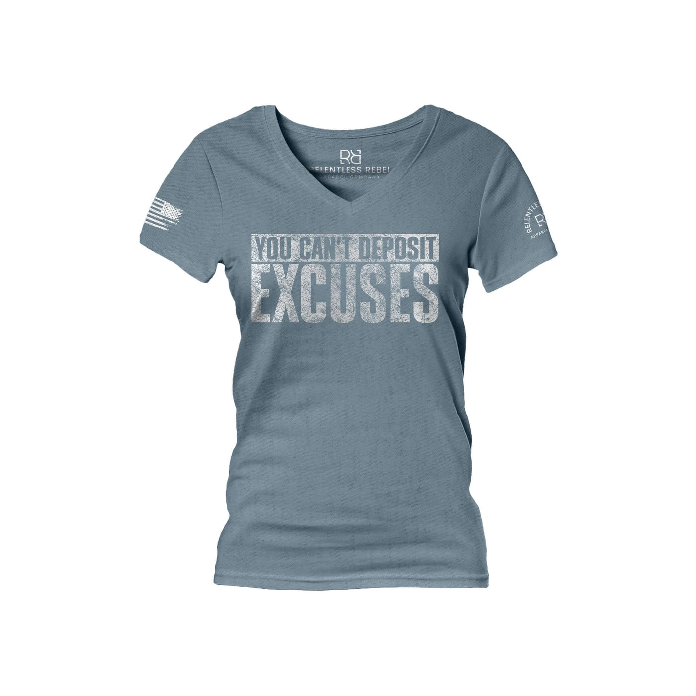 Slate You Can't Deposit Excuses Women's V-Neck Tee