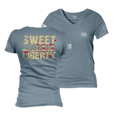 Slate Sweet Land of Liberty Women's V-Neck Tee