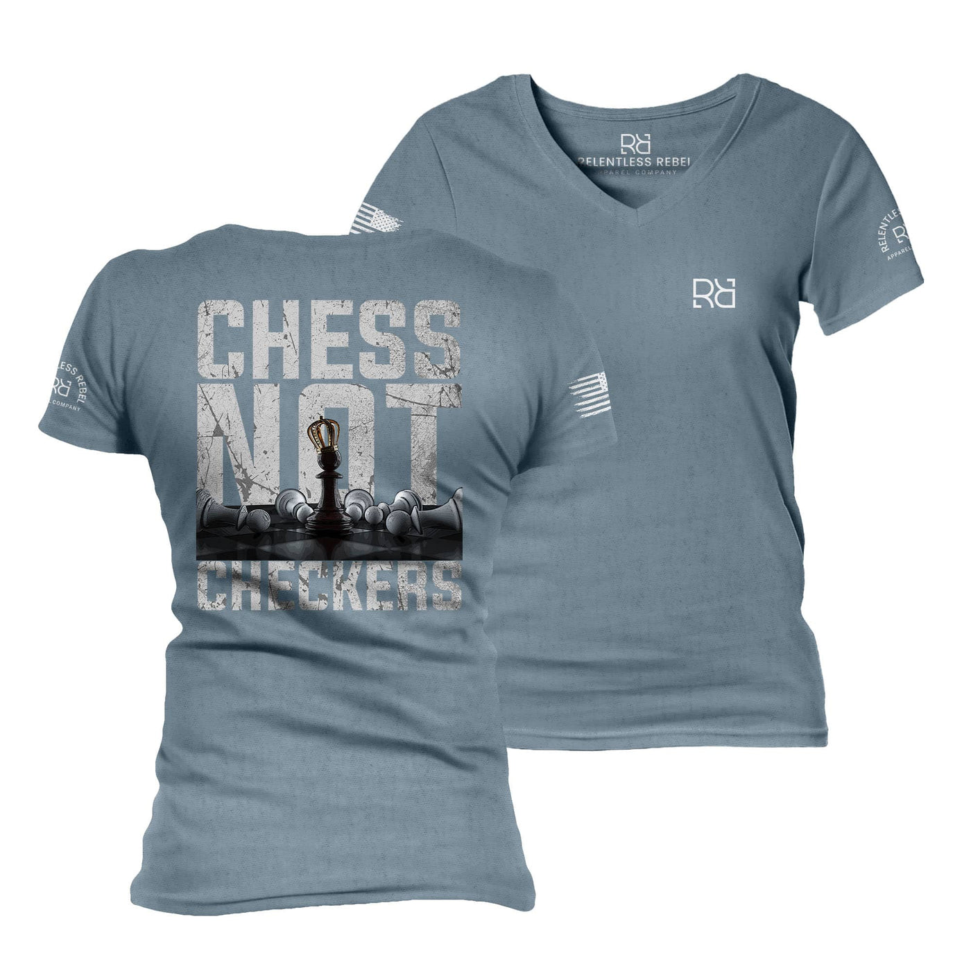 Slate Chess Not Checkers Women's V-Neck Tee