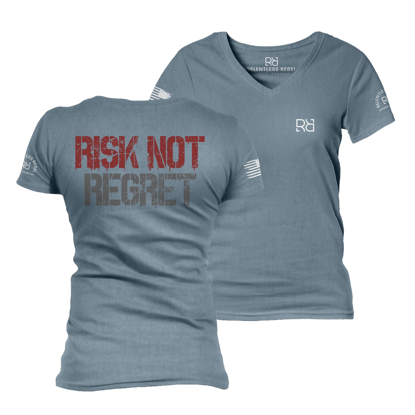 Slate Risk Not Regret Women's V-Neck Tee