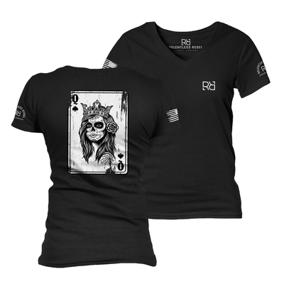 Rebel Queen Rebel Ace Solid Black Women's VNeck Tee