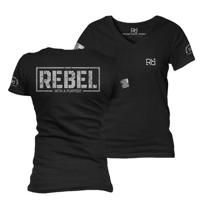 Rebel With A Purpose Solid Black Women's VNeck Tee