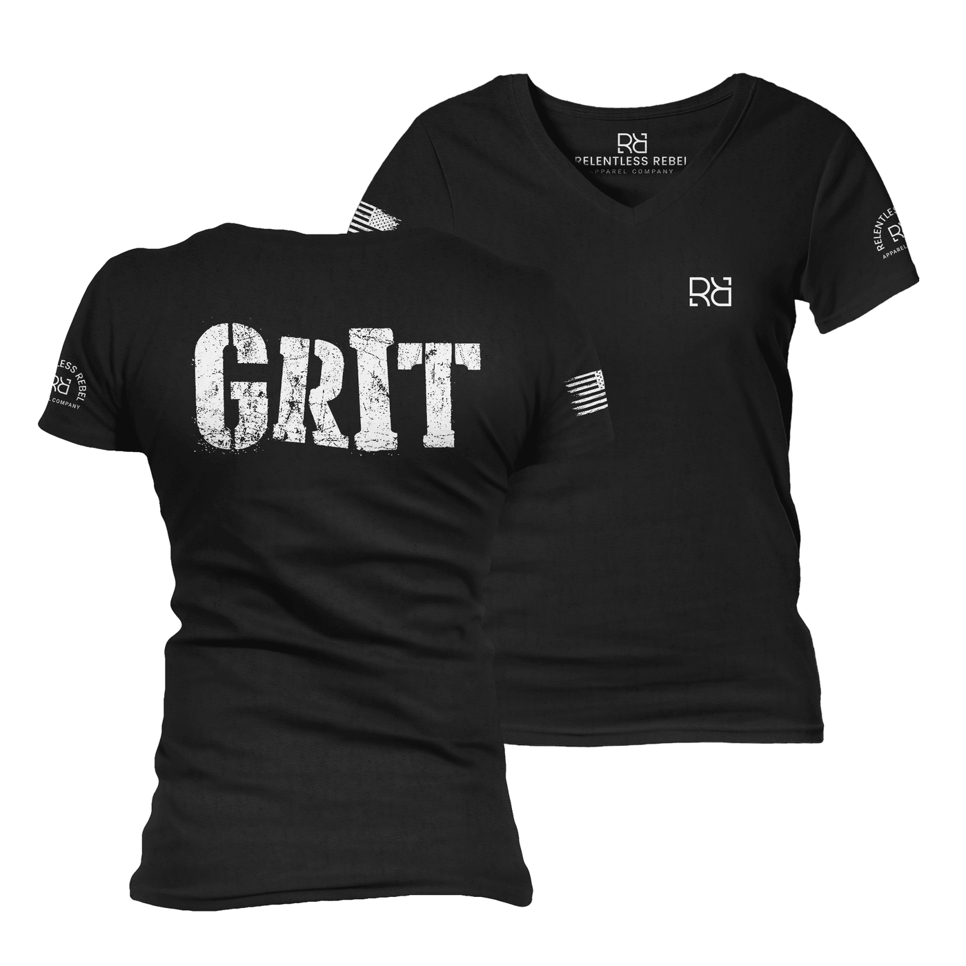 Grit Solid Black Women's VNeck Tee