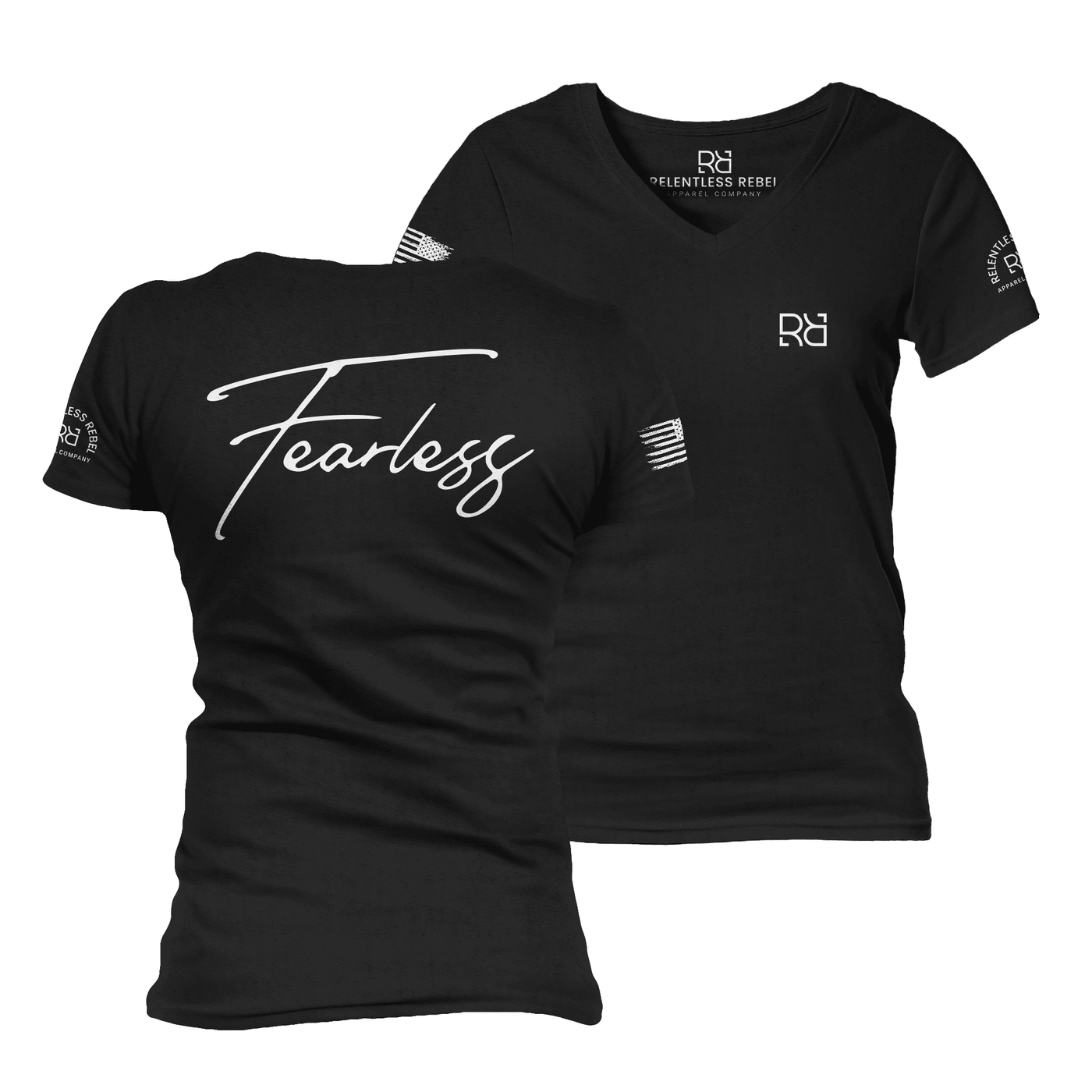 Fearless Solid Black Women's VNeck Tee