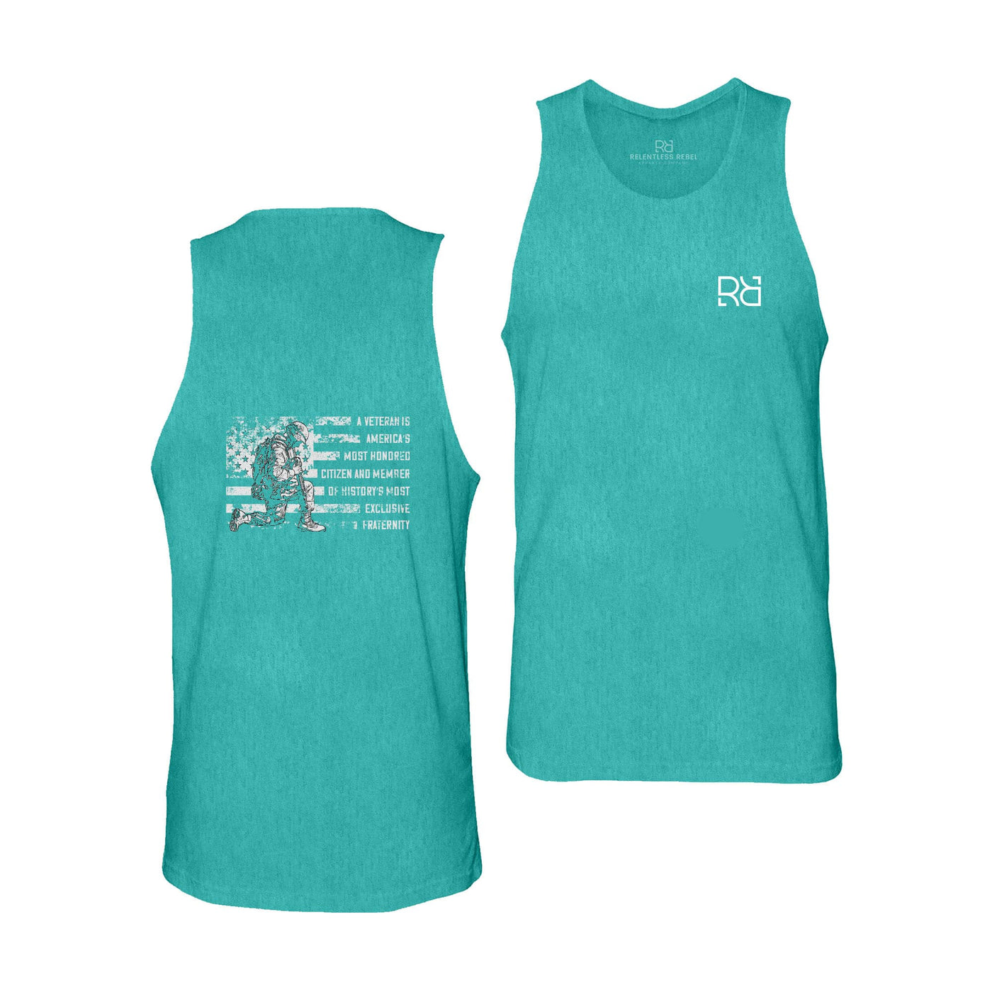 Teal Men's A Veteran Back Design Tank