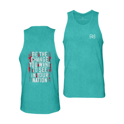 Teal Men's Be The Change Back Design Tank