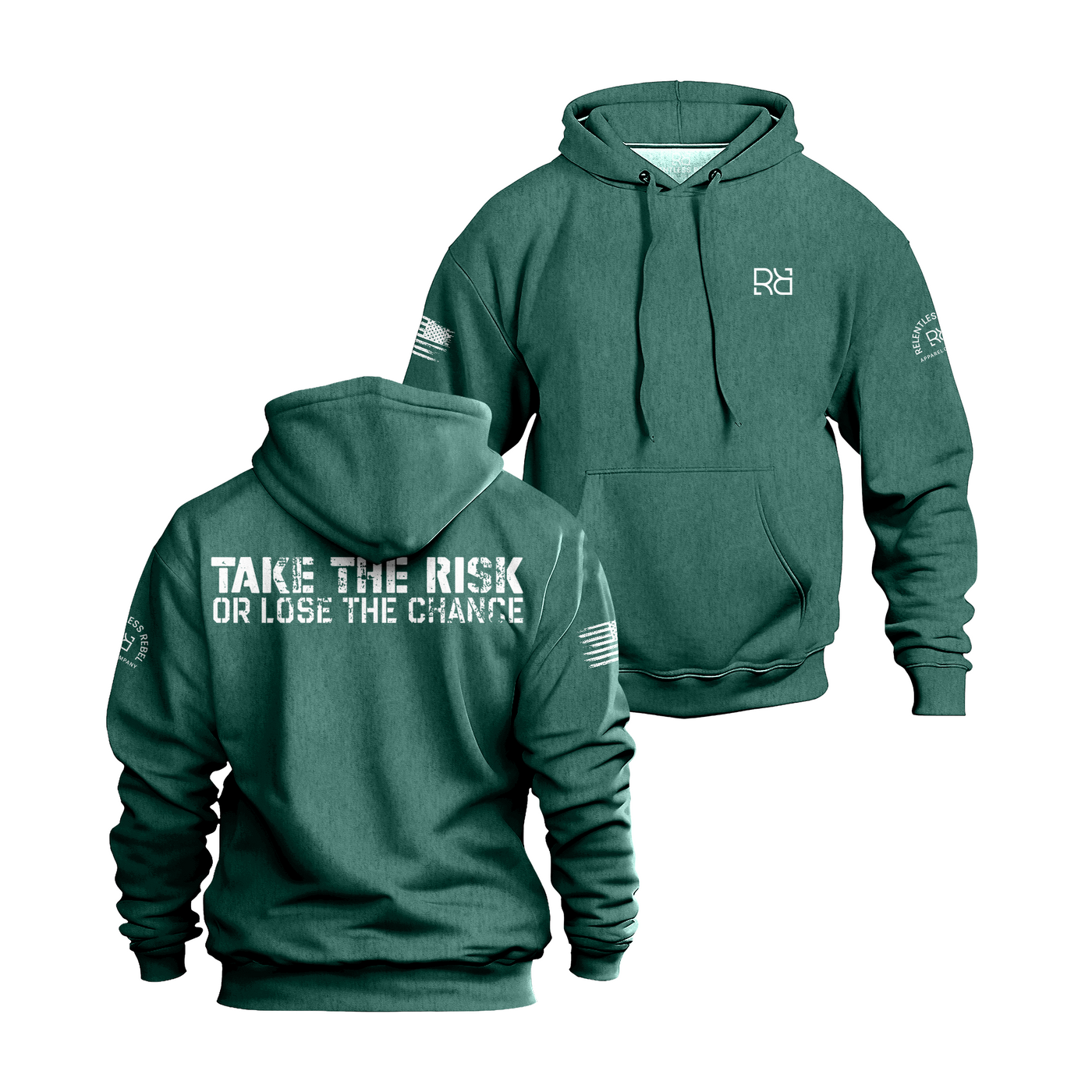 Teal Take the Risk or Lose the Chance Men's Hoodie