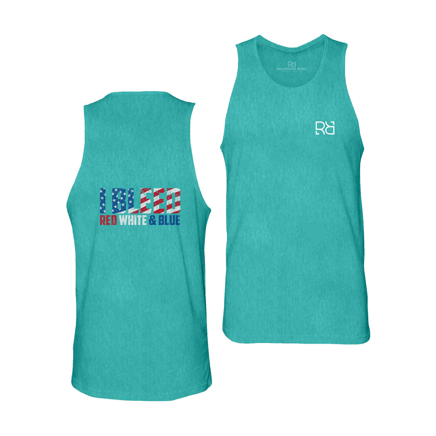 Teal Men's I Bleed Red White & Blue Back Design Tank