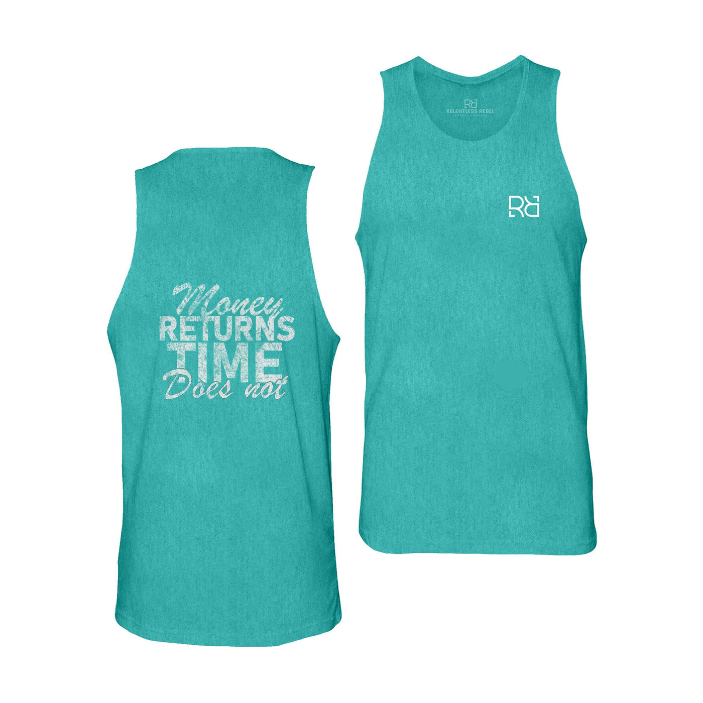 Teal Men's Money Returns Time Does Not Back Design Tank