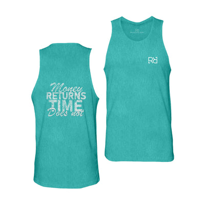 Teal Men's Money Returns Time Does Not Back Design Tank