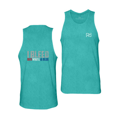 Teal Men's I Bleed Red White & Blue Back Design Tank