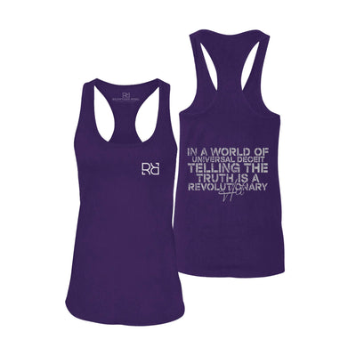 Purple In A World of Universal Deceit Women's Racerback Tank