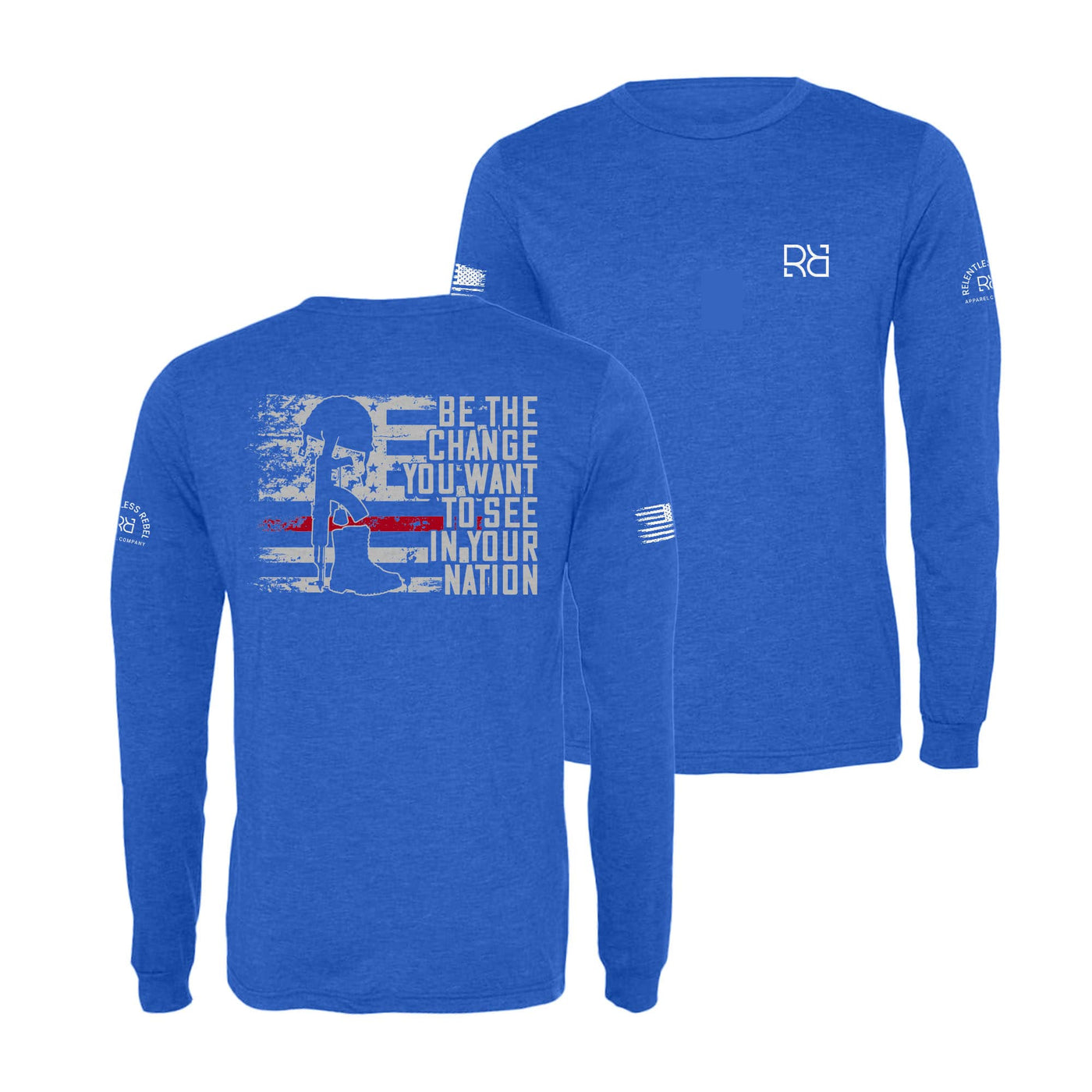 True Royal Be the Change | Flag and Boots Men's Long Sleeve