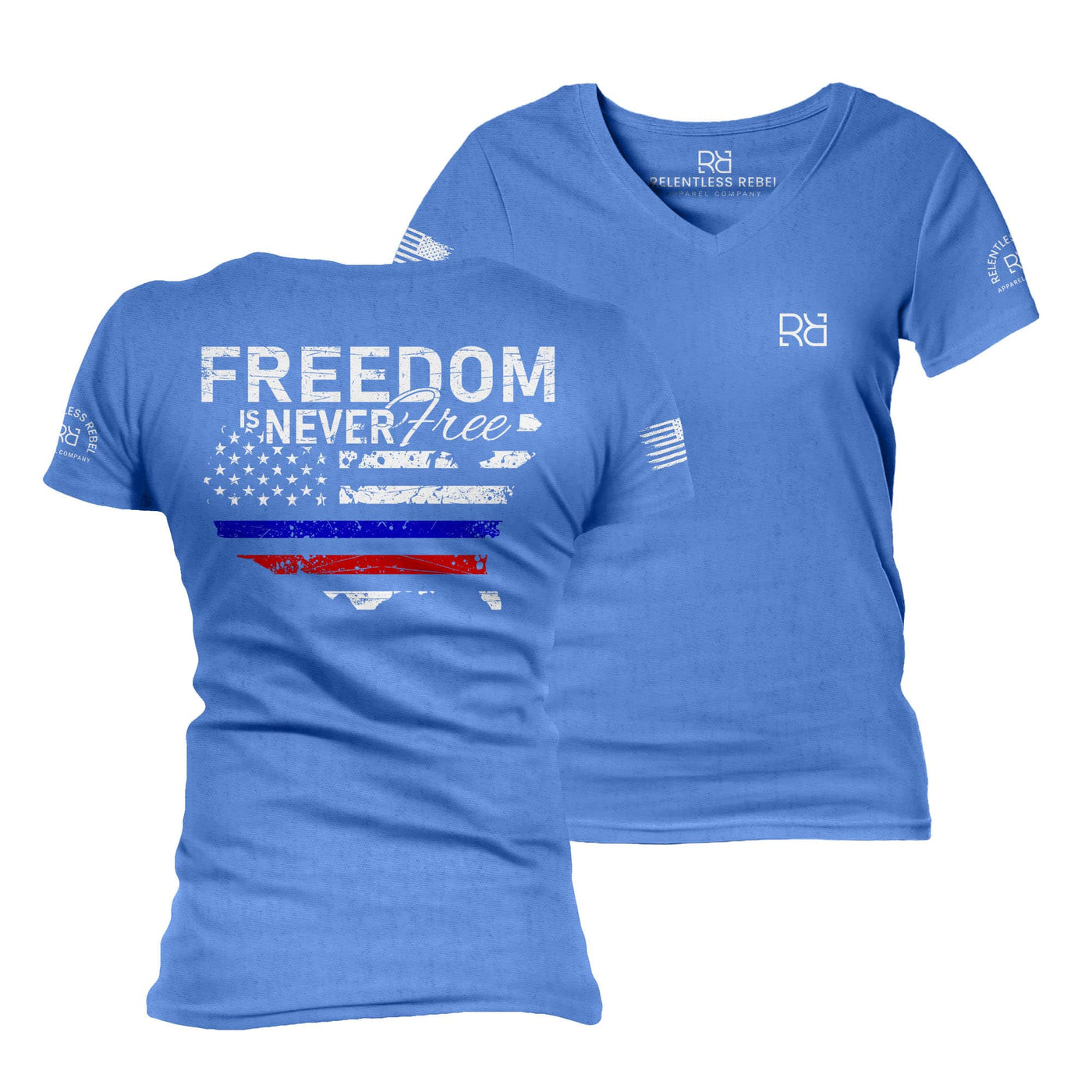 True Royal Freedom is Never Free Women's V-Neck Tee