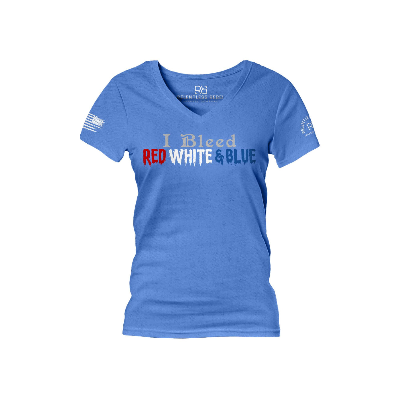 True Royal I Bleed Red White and Blue Women's V-Neck Tee